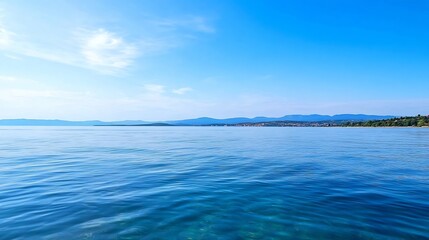 Poster - Tranquil and Serene Seascape with Calm Blue Waters and Clear Sky : Generative AI