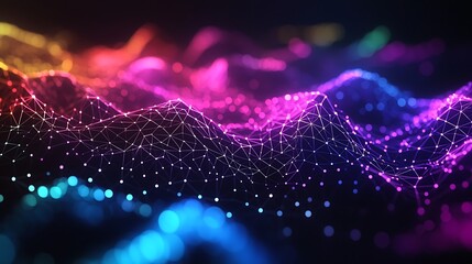 Poster - Abstract Network Wave Pattern Digital Background