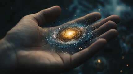 Wall Mural - hand holding a galaxy