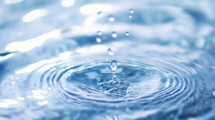 Leinwandbilder - Closeup of water droplets splashing and creating ripples in a calm serene pool showcasing tranquility and beauty : Generative AI