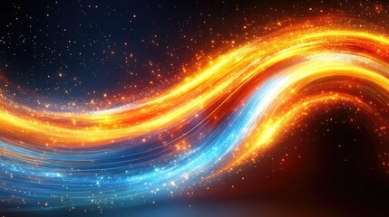 Poster - Abstract fiery and icy waves against dark background