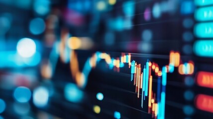 Aufkleber - Abstract representation of stock market trends and data visualizations shown in a vibrant and colorful digital display : Generative AI