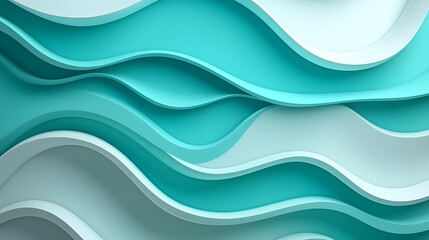 Poster - Abstract Teal and White Wave Background