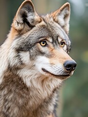 Aufkleber - Majestic Close Up of a Wolf with Striking Features and Intense Gaze in Nature : Generative AI