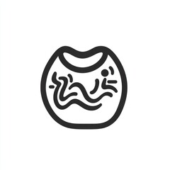 Fototapete - Minimal nausea icon, stomach with discomfort wave, white.