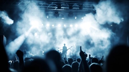 Aufkleber - Dynamic Music Concert Scene with Energetic Crowd and Stage Lights : Generative AI