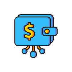Poster - color cryptocurrency wallet icon isolated on white background. wallet and bitcoin sign. mining conce