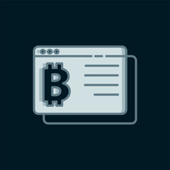 Poster - Line Cryptocurrency coin Bitcoin icon isolated on black background. Physical bit coin. Blockchain based secure crypto currency. Flat filled outline style with shadow. Vector