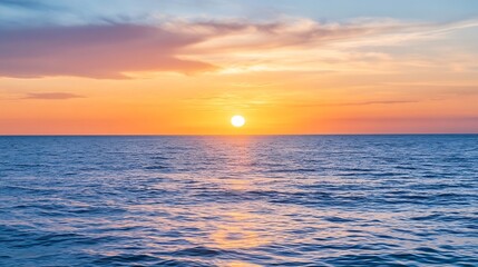 Aufkleber - Stunning sunset view over gently rippling ocean waters with vibrant colors : Generative AI