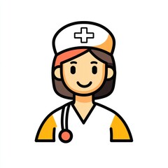 Fototapete - Minimalist nurse icon, cleanly drawn basic features on white.