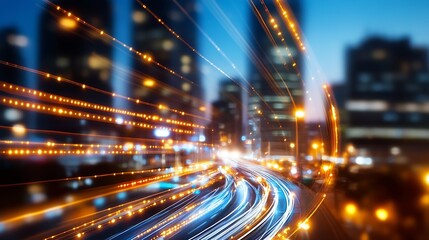 Poster - Dynamic City Scene with Light Traction and Motion Blur at Night : Generative AI