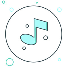 Poster - Line Music note, tone icon isolated on white background. Colorful outline concept. Vector