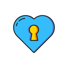 Poster - color heart with keyhole icon isolated on white background. locked heart. love symbol and keyhole si