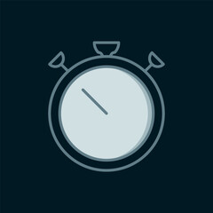 Poster - Line Stopwatch icon isolated on black background. Time timer sign. Chronometer sign. Flat filled outline style with shadow. Vector