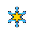 © Kostiantyn - Color Hexagram sheriff icon isolated on white background. Police badge icon. Flat filled outline style with shadow. Vector