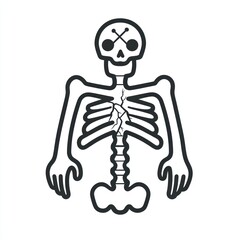 Fototapete - Bones with fracture symbol depicted in minimalist design, white background.