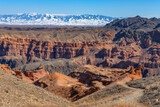 The famous Valley of Castles in the Charyn River Canyon in southeastern Kazakhstan
