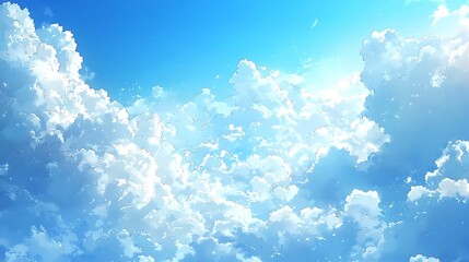Poster - Blue Sky with White Clouds Peaceful Nature Background