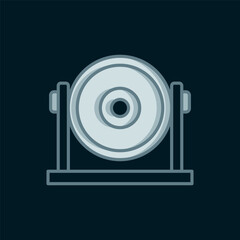 Poster - line gong musical percussion instrument circular metal disc icon isolated on black background. flat 