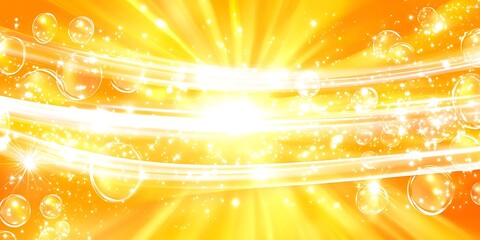 Poster - Blazing golden radiance with ethereal orbs and shimmering sparkles backdrop