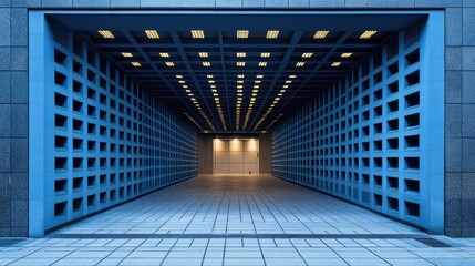 Poster - Modern Blue Corridor Architectural Perspective