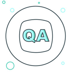 Fototapete - Line Speech bubbles with Question and Answer icon isolated on white background. Q and A symbol. FAQ sign. Chat speech bubble and chart. Colorful outline concept. Vector