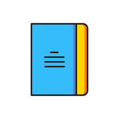 Poster - Color Notebook icon isolated on white background. Spiral notepad icon. School notebook. Writing pad. Diary for school. Flat filled outline style with shadow. Vector