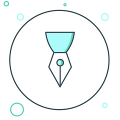 Poster - line fountain pen nib icon isolated on white background. pen tool sign. colorful outline concept. ve