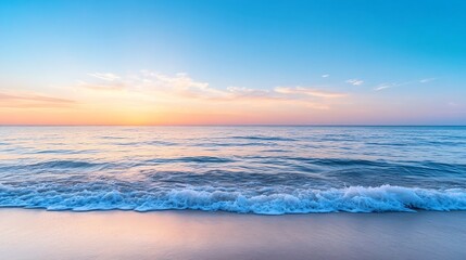 Poster - Stunning Sunset Over Calm Ocean Waters Creating a Serene Seascape with Gentle Waves : Generative AI