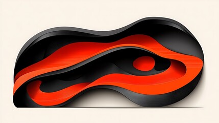 Aufkleber - Dynamic Abstract Design with Intertwined Black and Red Flowing Elements