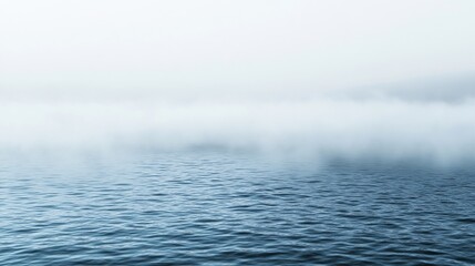 Poster - Peaceful misty lake with calm water and fog creating a serene atmosphere : Generative AI