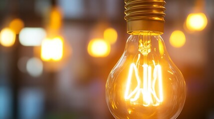 Aufkleber - Close Up of a Stylish Light Bulb with Warm Glow and Ambient Light Effects : Generative AI