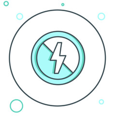 Poster - Line No lightning icon isolated on white background. No electricity. Colorful outline concept. Vector
