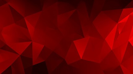 Poster - Elegant Deep Red Polygonal Mosaic with Angular Geometric Abstract Design