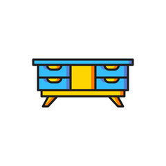 Poster - color tv table stand icon isolated on white background. flat filled outline style with shadow. vecto