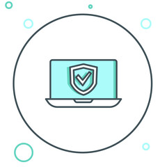 Poster - line insurance online icon isolated on white background. security, safety, protection, protect conce