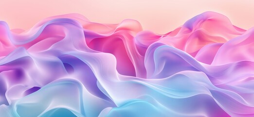 Poster - Colorful abstract waves in pink and blue tones creating a dreamy landscape