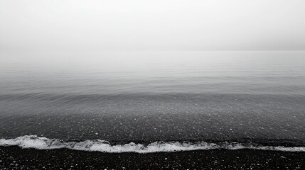 Aufkleber - Calm and Serene Black and White Seascape Capturing Tranquil Waters and Gentle Waves : Generative AI