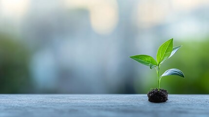 Poster - Small plant growing in fertile soil symbolizing new beginnings and the spirit of nature : Generative AI