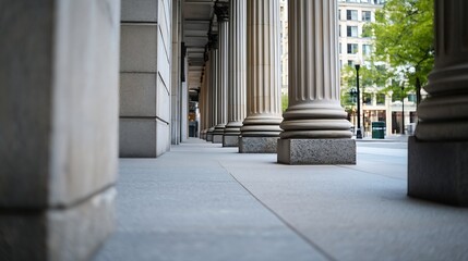 Aufkleber - Beautiful close up view of classical columns standing tall in an urban setting showcasing architectural elegance : Generative AI
