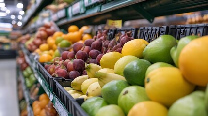 Poster - Vibrant Display of Fresh Fruits in a Grocery Store with a Variety of Colors and Textures : Generative AI