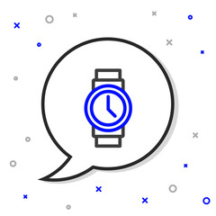 Poster - Line Wrist watch icon isolated on white background. Wristwatch icon. Colorful outline concept. Vector