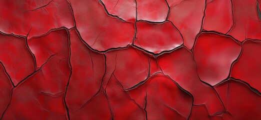 Poster - Red cracked leather texture background for design and artistic projects