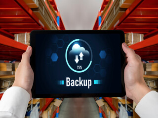 Poster - backup storage data internet technology business concept. database storage cloud technology file dat