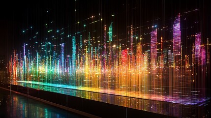 Poster - Colorful Cityscape at Night Abstract Digital Art