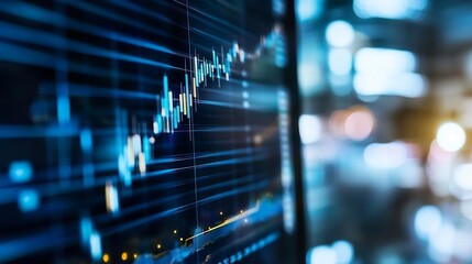 Leinwandbilder - CloseUp of a Digital Financial Chart Displaying Growth Trends and Market Analysis : Generative AI