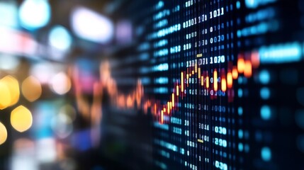 Fototapete - Dynamic Graph Displaying Stock Trends with Bright Colors and Digital Interfaces : Generative AI