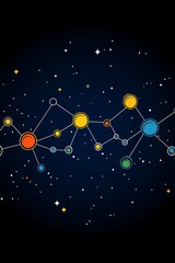 Poster - colorful molecular structure connection network in starry space illustration