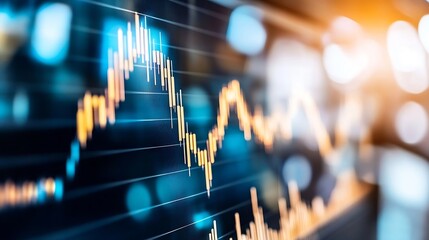 Fototapete - Abstract digital financial chart displaying trading data on a modern technology interface in a business environment : Generative AI