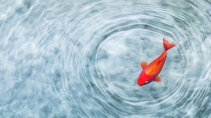 Poster - A Beautiful Orange Goldfish Swimming Gracefully Through Clear Water : Generative AI